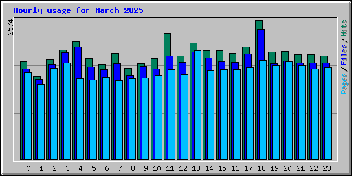 Hourly usage for March 2025